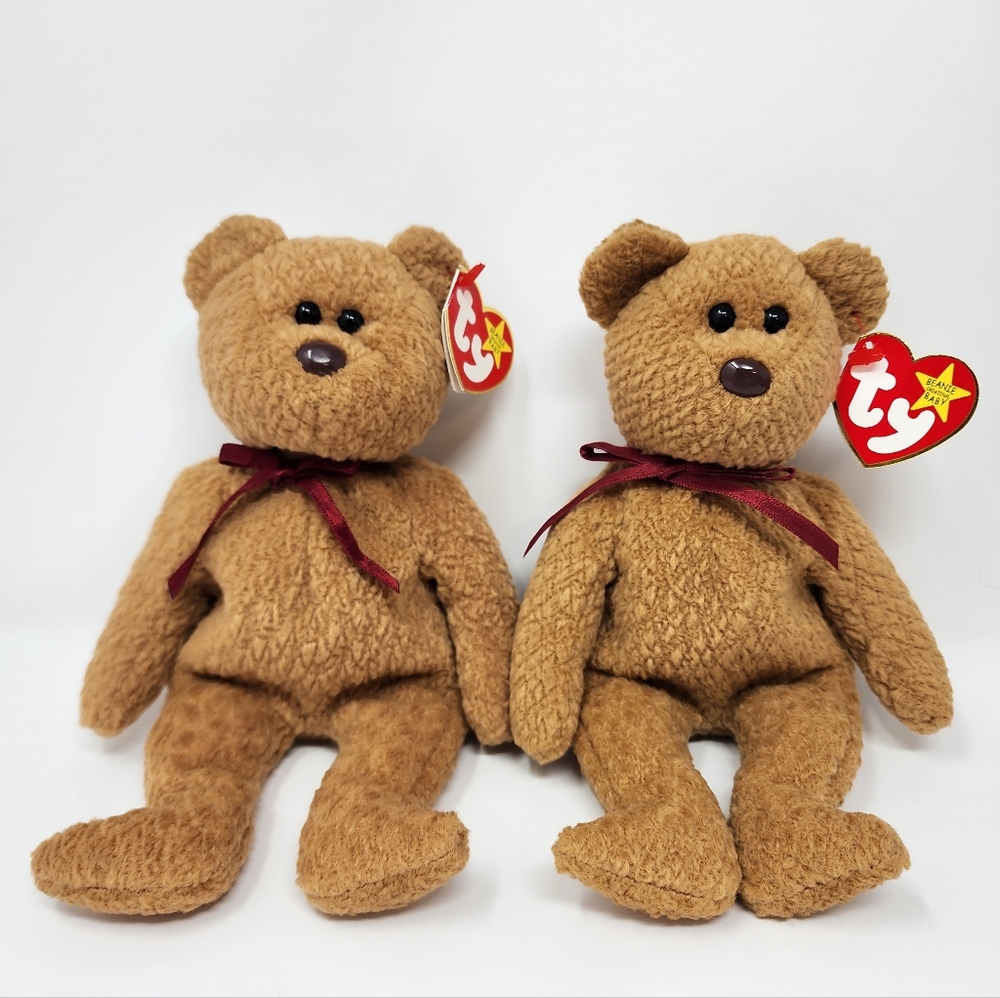 Ty Original Beanie Baby Curly Teddy Bears Matching Set